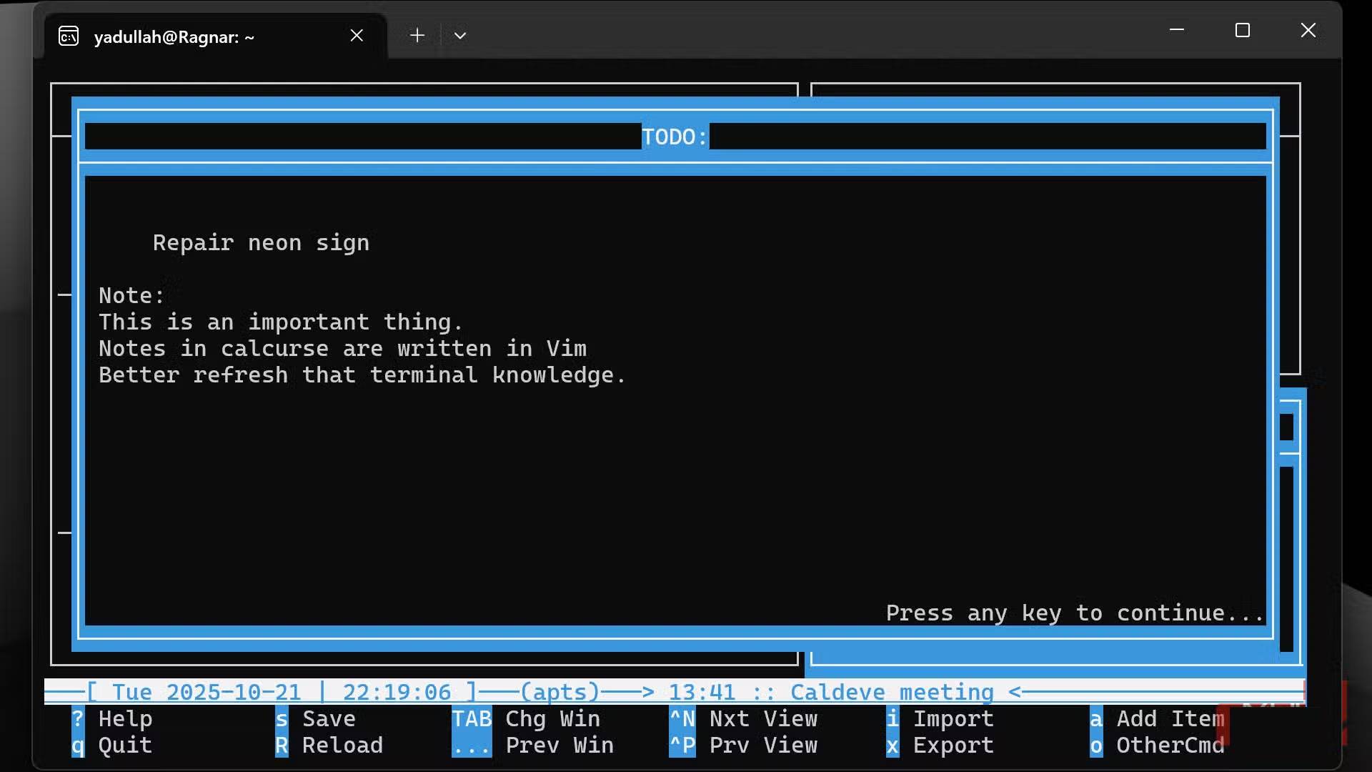 Screenshot 4 của Calcurse