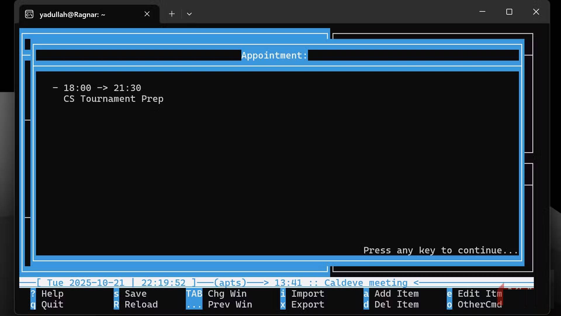 Screenshot 5 của Calcurse
